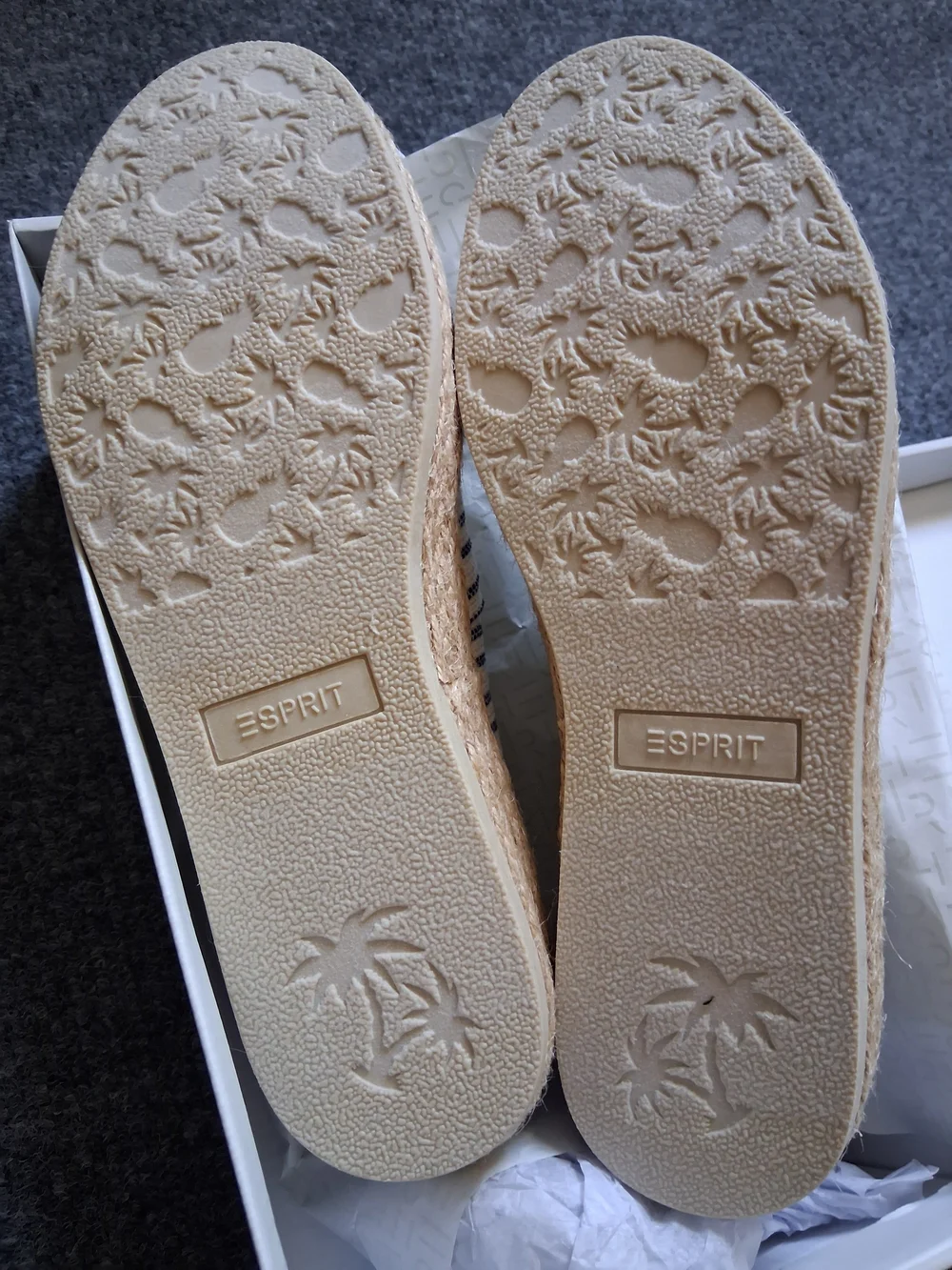 Esprit Striped Canvas Espadrilles - Navy & Cream